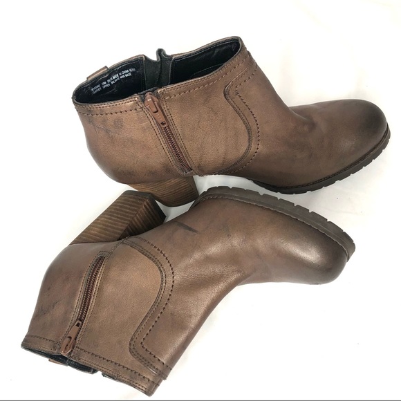 Clarks Brown leather booties Mission Halle Sz 10 M - Picture 2 of 15